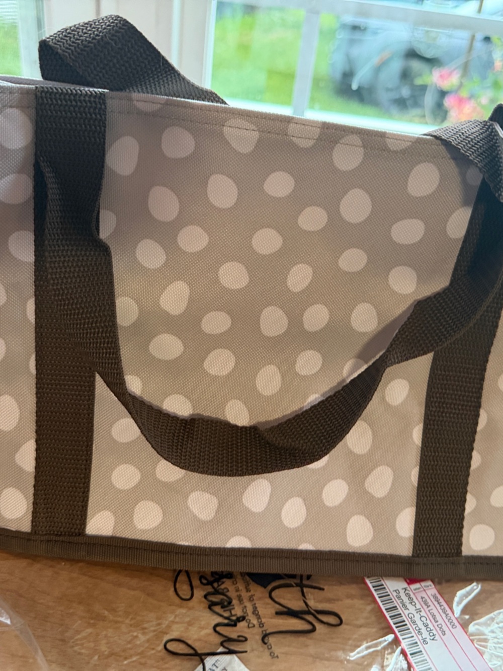 thirty-one Beige Lotsa Dots Organizer Pouch with Brown Trim
